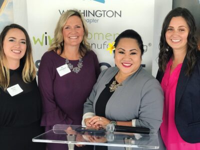 Brianna (left) at an event that AFA co-hosted with Women in Manufacturing